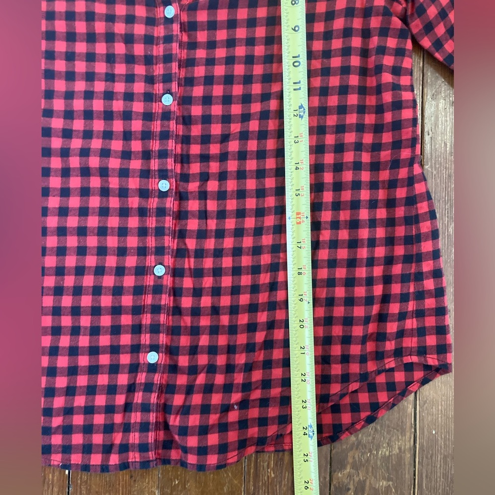 Calvin Klein Jeans Button Down Red Black Plaid Shirt Top Women’s Small - Picture 7 of 10